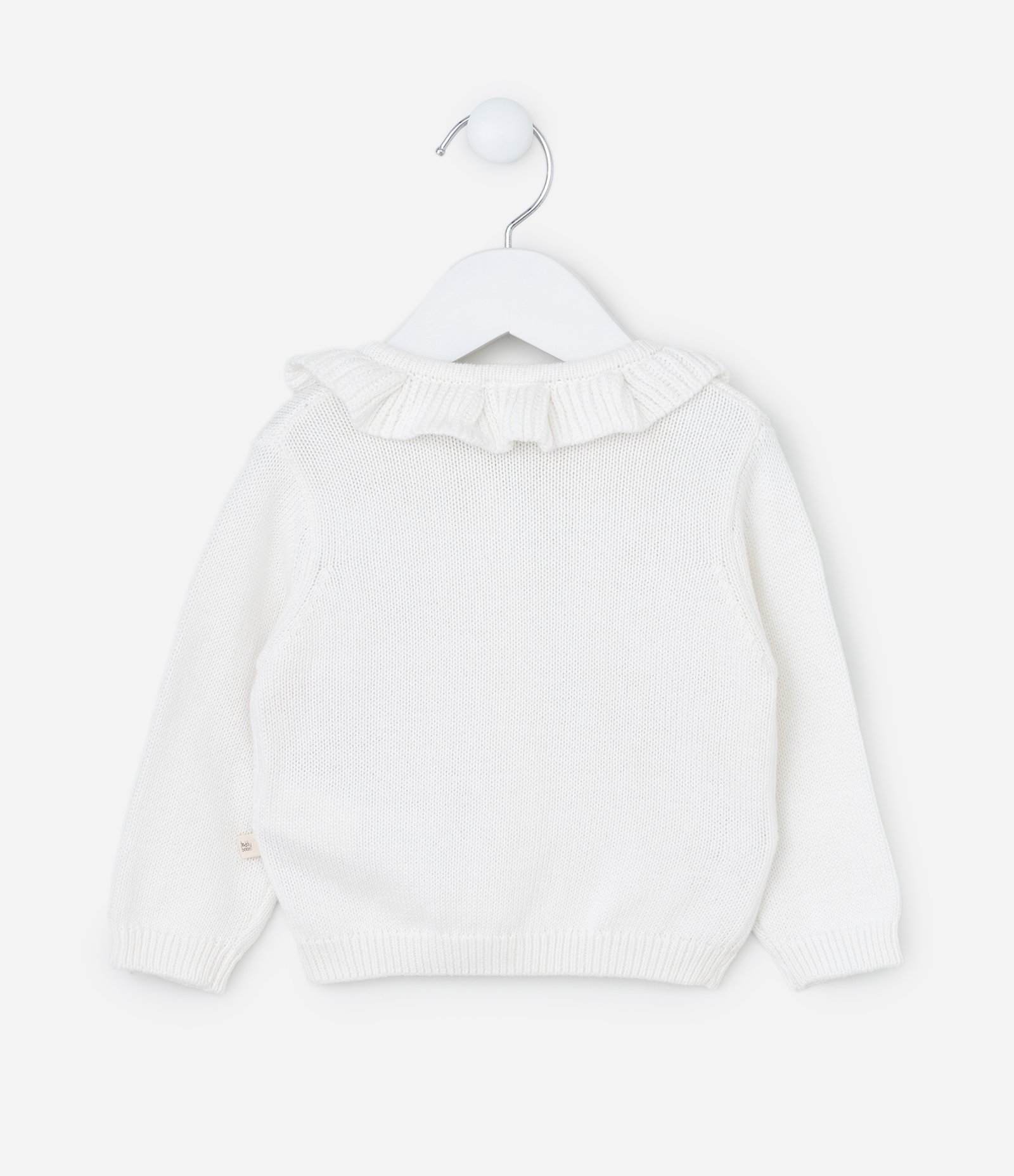 Cardigan Ifantil com Babado e Bordado Coelho - Tam RN a 18 meses Branco 3