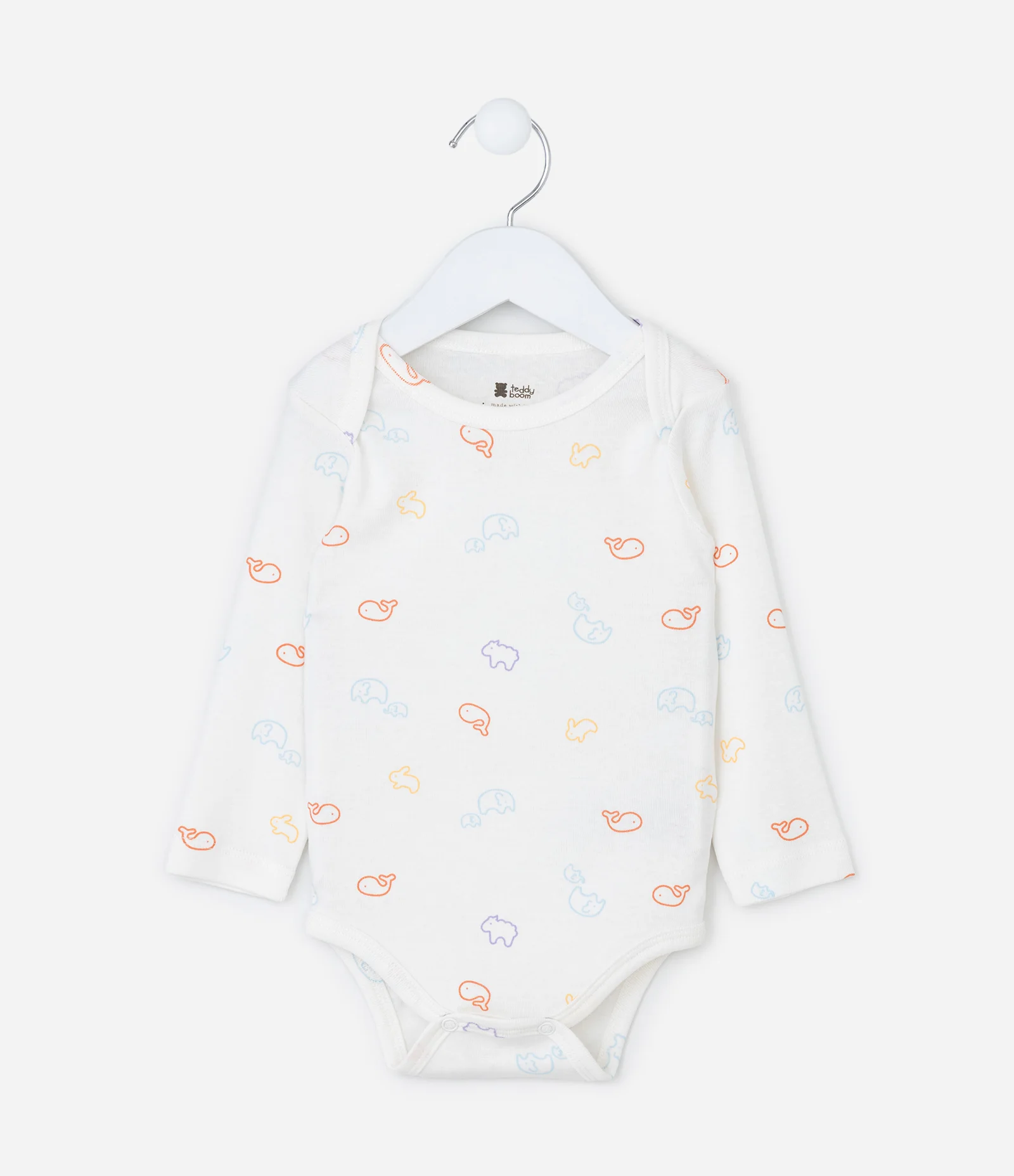 Body Infantil em Ribana com Estampa Bichinhos - Tam RN a 18 meses Branco 1