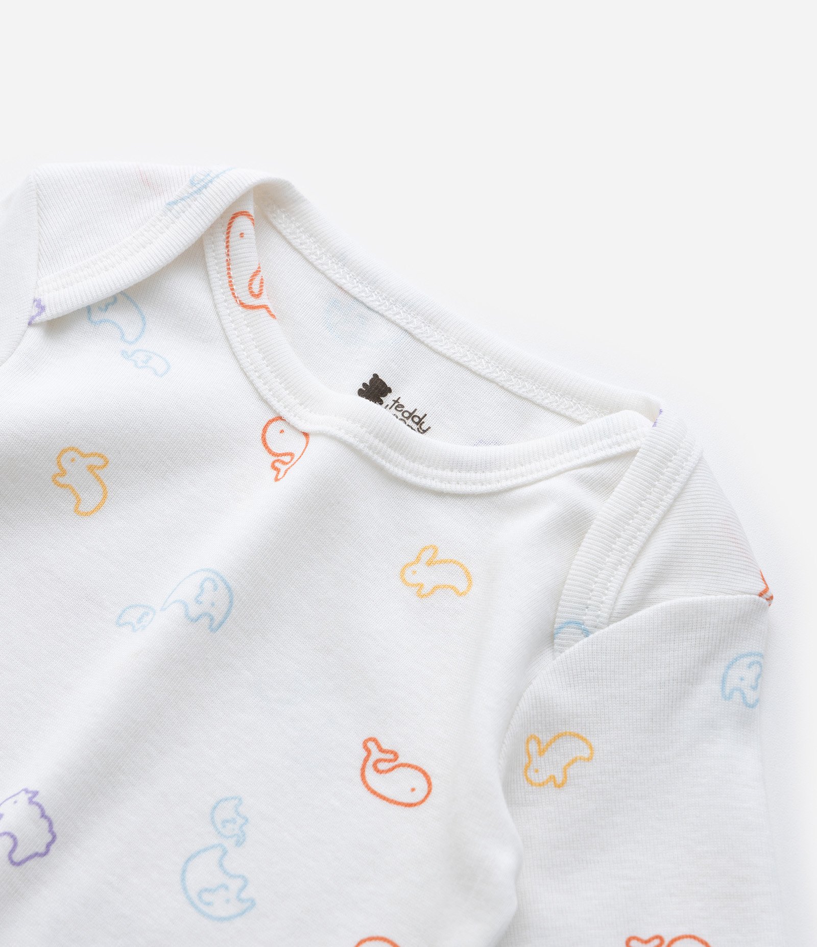 Body Infantil em Ribana com Estampa Bichinhos - Tam RN a 18 meses Branco 6