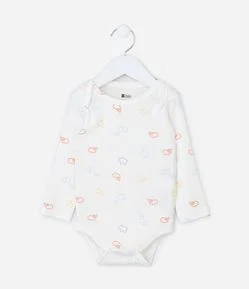 Body Infantil em Ribana com Estampa Bichinhos - Tam RN a 18 meses