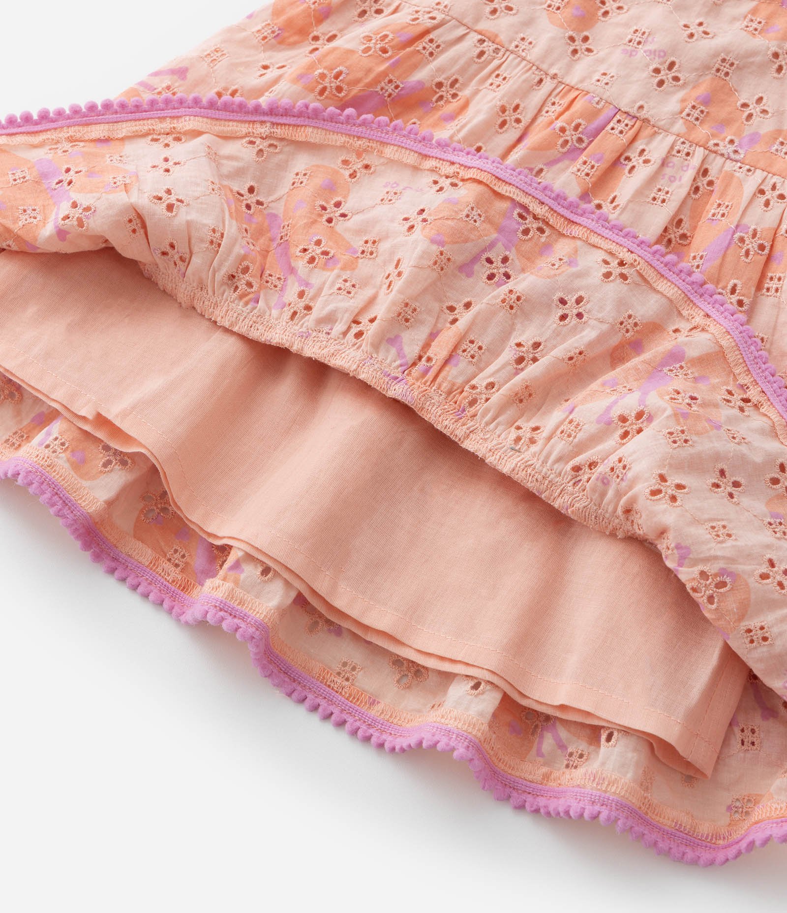 Vestido Infantil com Babados Broderie e Borboletas - Tam 0 a 18 meses Laranja 9