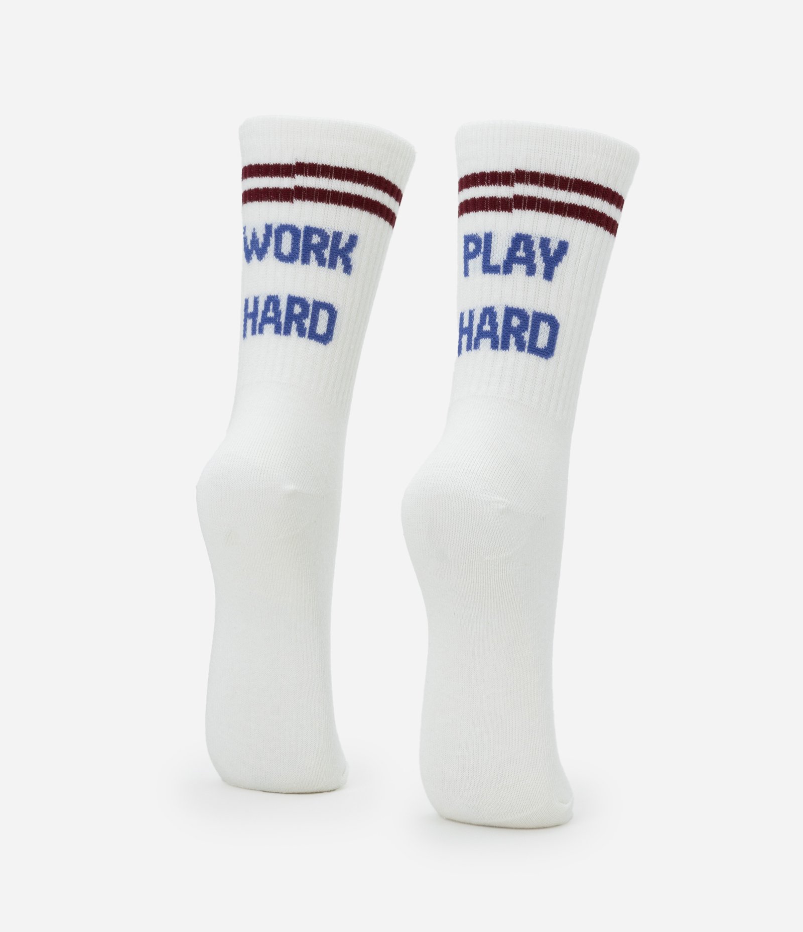 Meia Cano Alto em Algodão com Estampa Listras e Lettering Play Hard Branco Neve 3