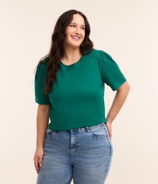 Blusa em Algodão com Manga Bufante Curve & Plus Size