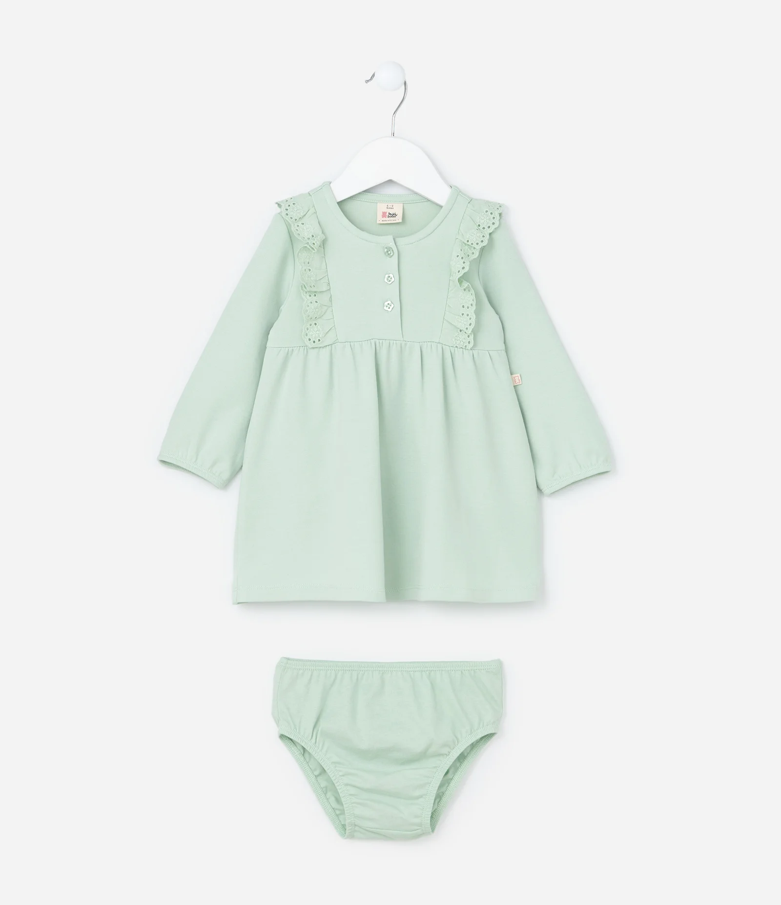 Vestido Infantil com Babadinhos e Calcinha - Tam 0 a 18 meses Verde 2