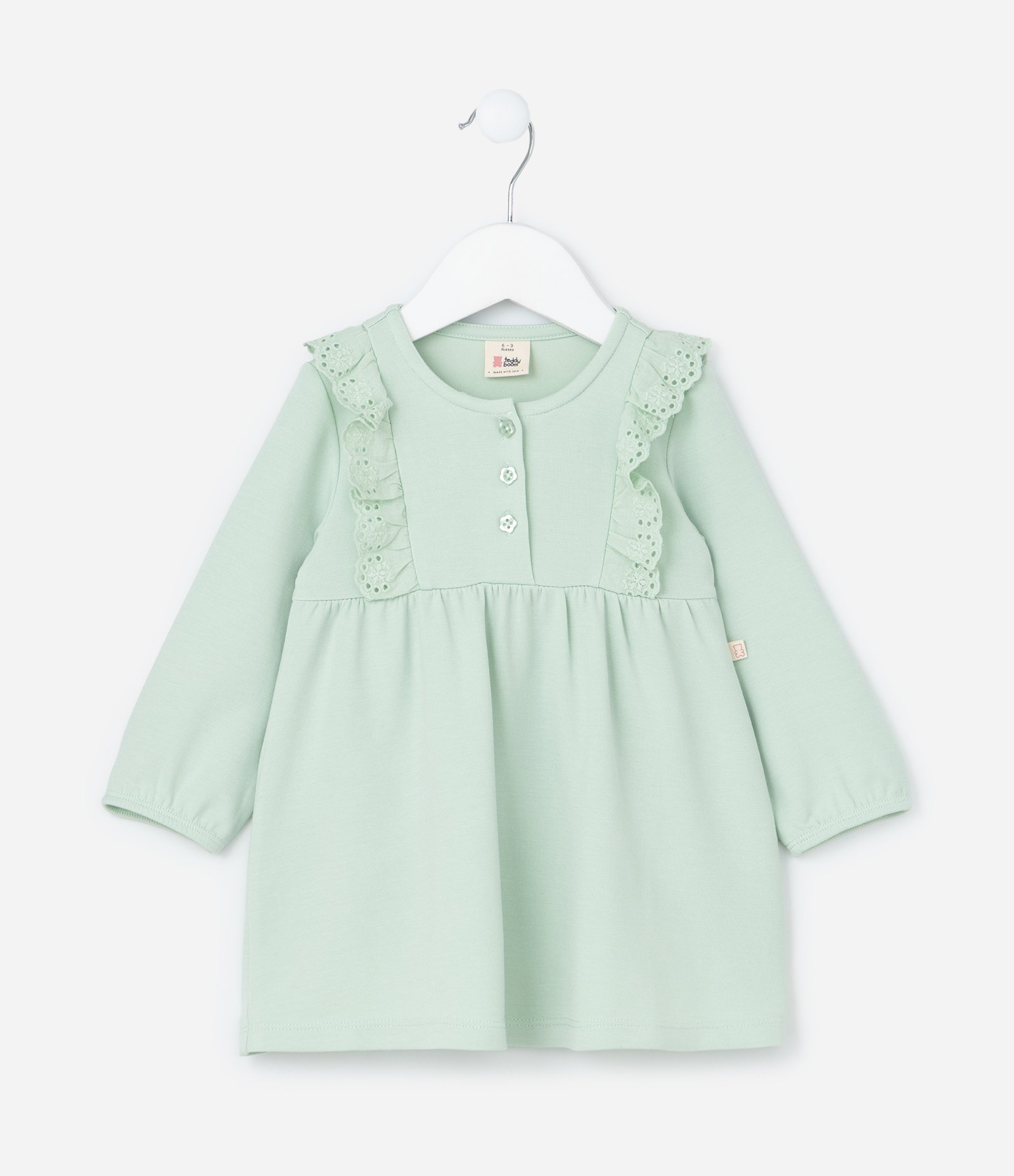Vestido Infantil com Babadinhos e Calcinha - Tam 0 a 18 meses Verde 3