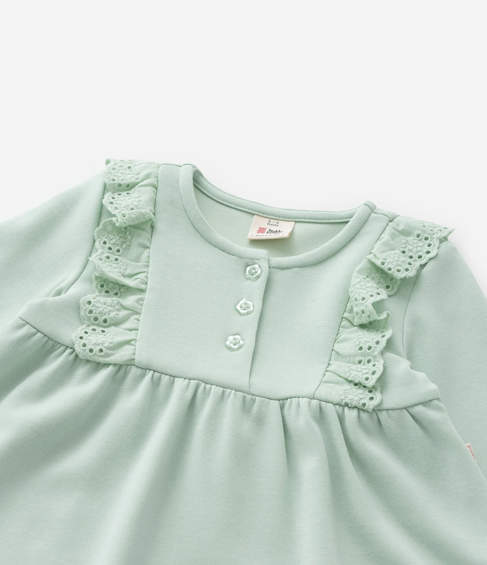 Vestido Infantil com Babadinhos e Calcinha - Tam 0 a 18 meses Verde 6