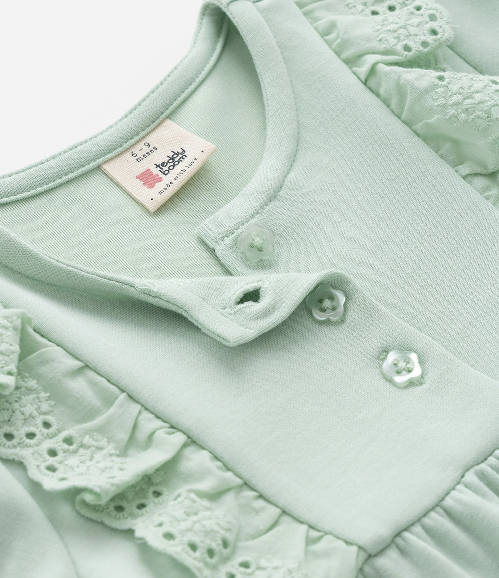 Vestido Infantil com Babadinhos e Calcinha - Tam 0 a 18 meses Verde 7