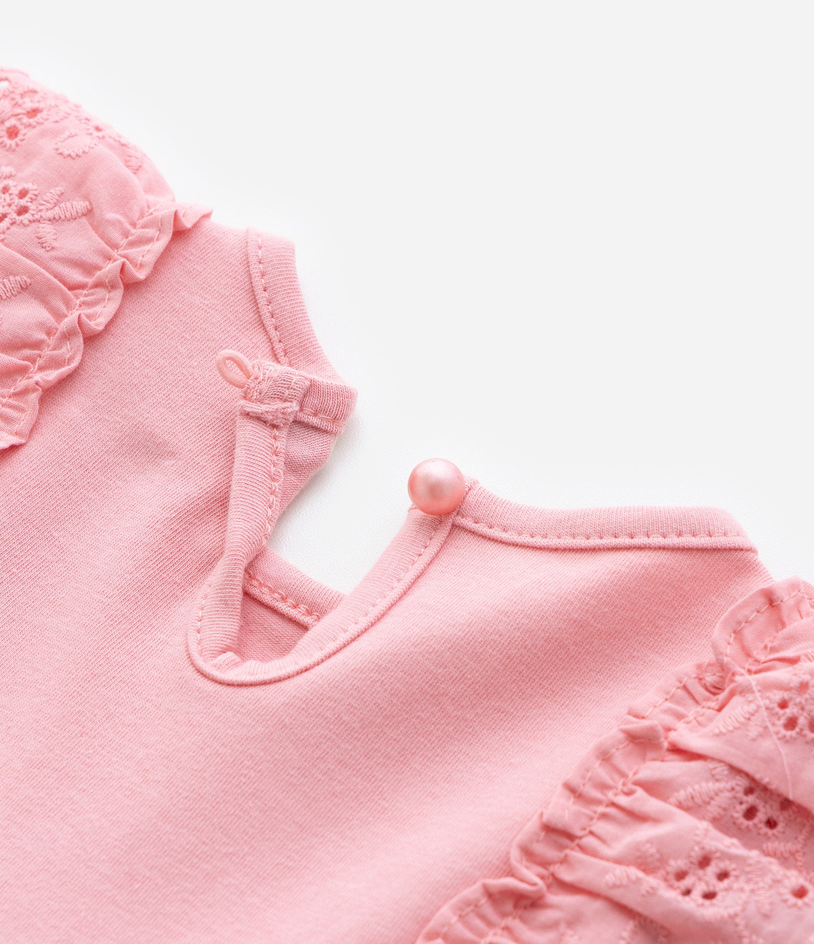 Vestido Body Infantil com Babado Broderie - Tam 0 a 18 meses Rosa 6