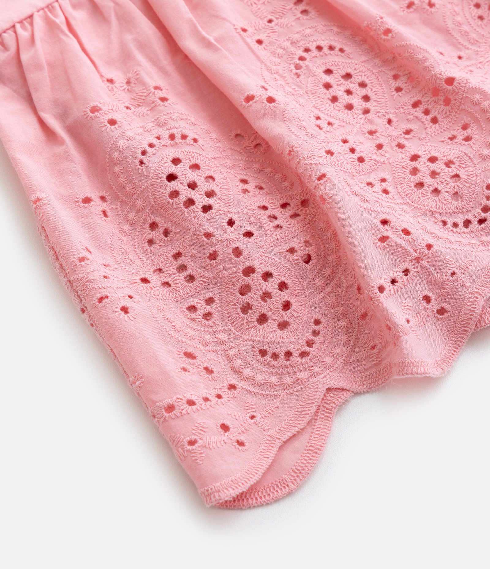 Vestido Body Infantil com Babado Broderie - Tam 0 a 18 meses Rosa 7