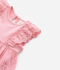 Vestido Body Infantil com Babado Broderie - Tam 0 a 18 meses