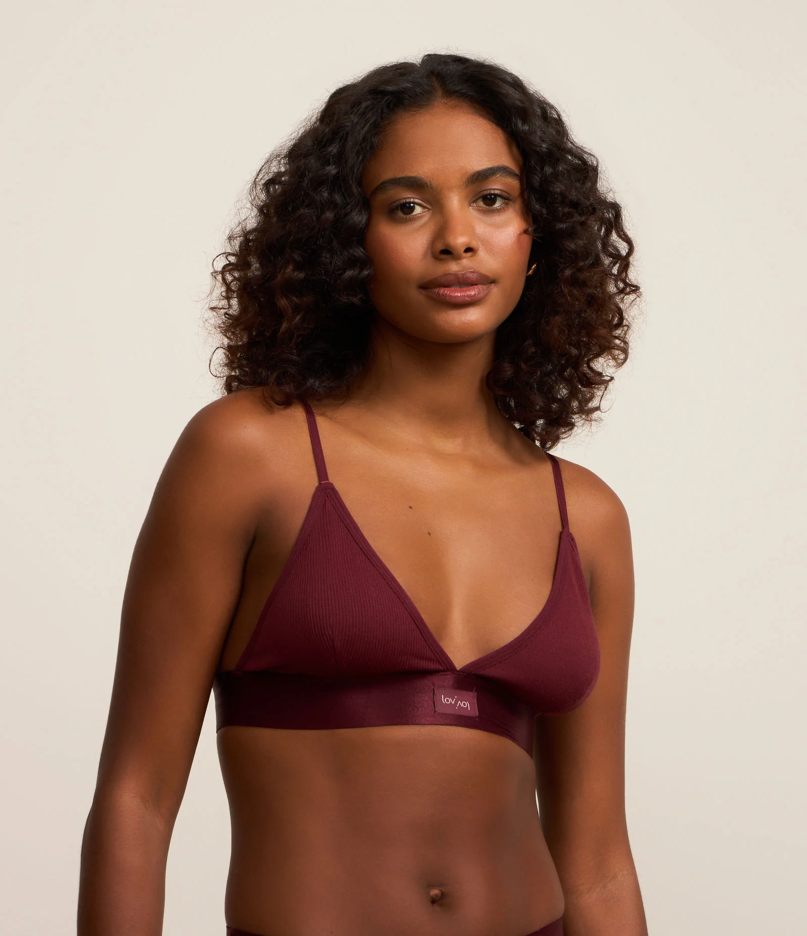 Sutiã Top Triângulo Texturizado em Poliamida Seamless Bordô 1