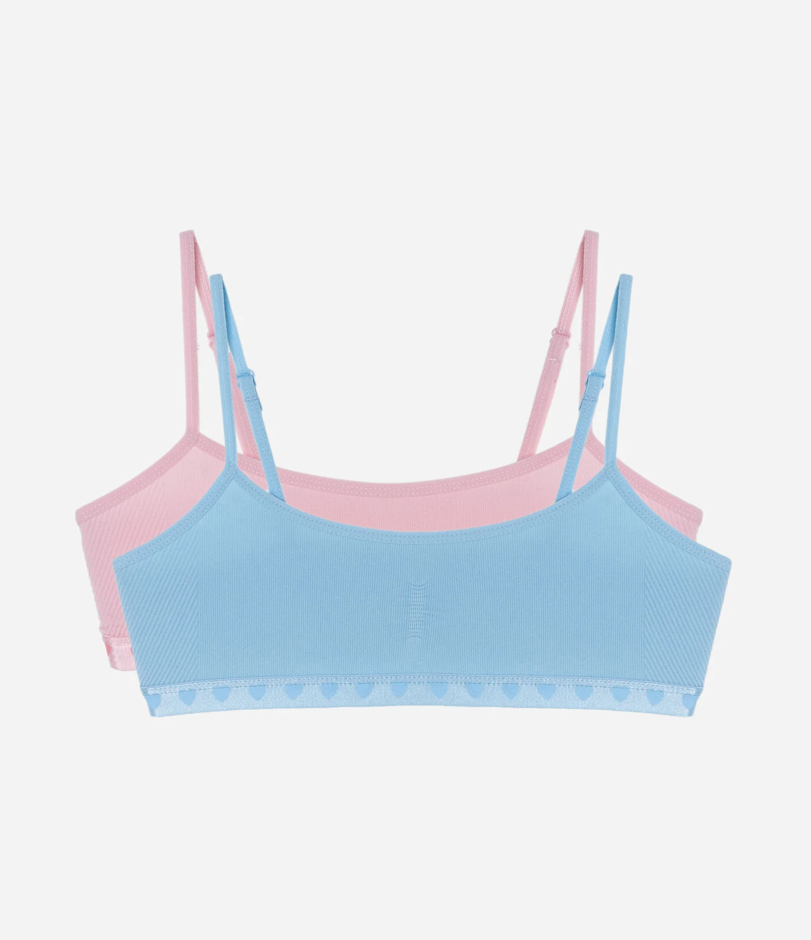 Kit 02 Sutiãs Infantis Texturizados Sem Bojo Sem Aro - Tam 10 a 14 Anos Azul/Rosa 1