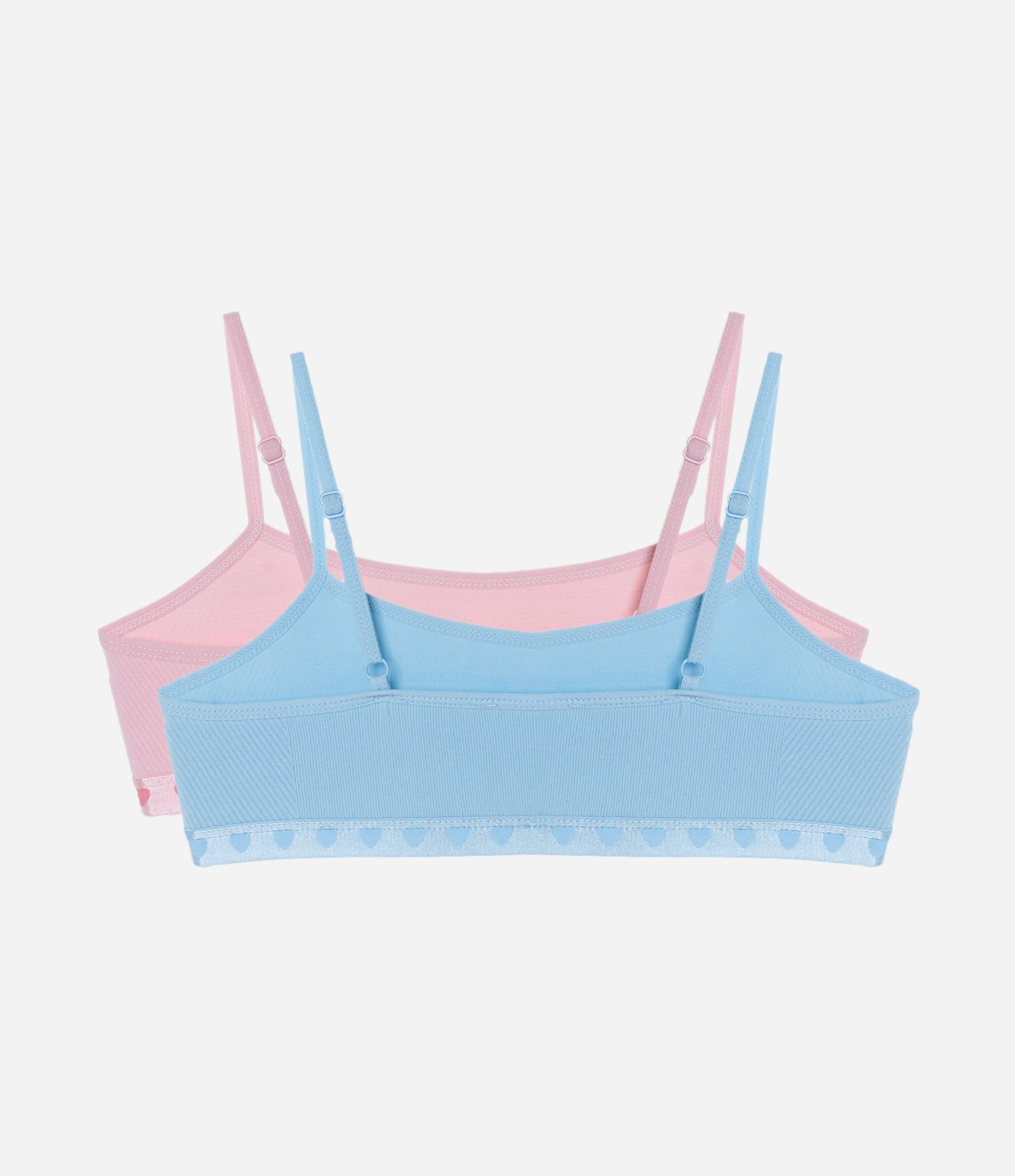 Kit 02 Sutiãs Infantis Texturizados Sem Bojo Sem Aro - Tam 10 a 14 Anos Azul/Rosa 2