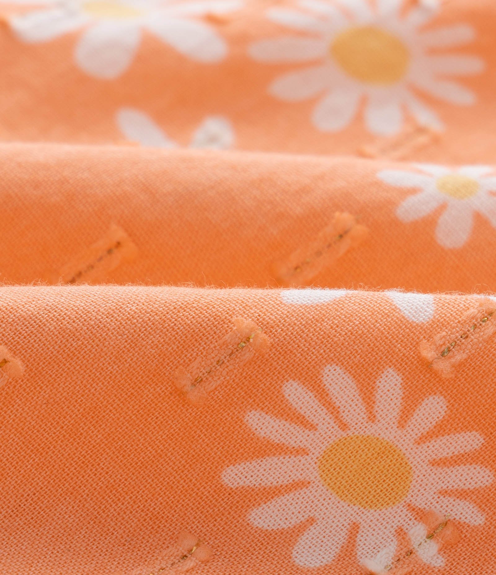 Macaquinho Infantil em Tricoline Floral com Babados - Tam 0 a 18 meses Laranja 4