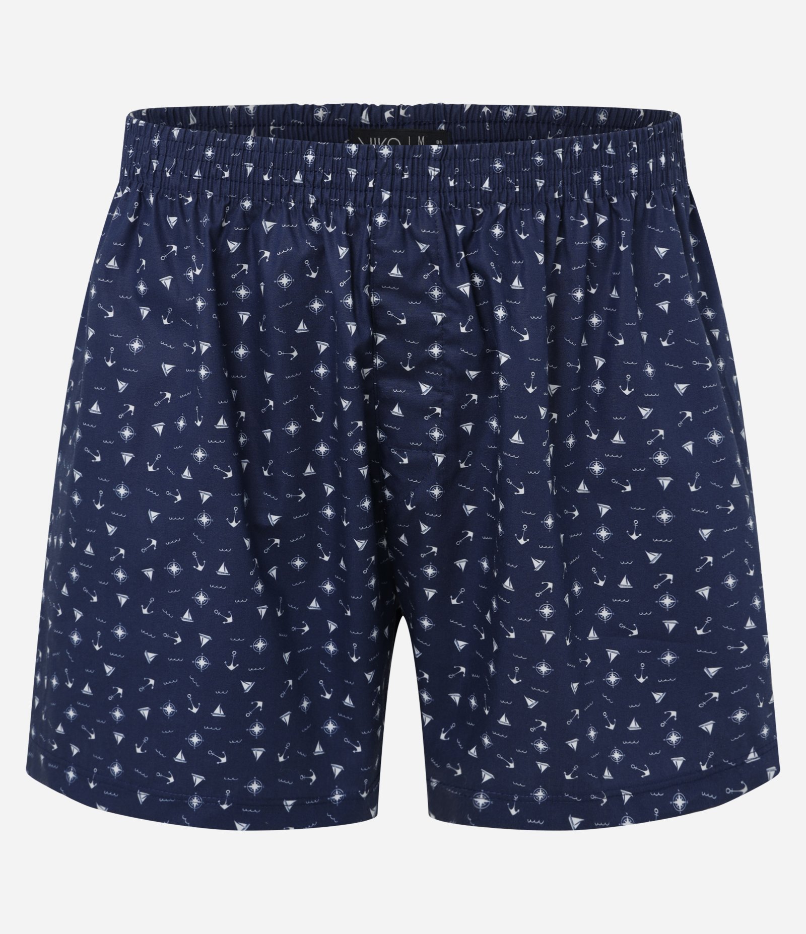 Cueca Samba Canção em Tricoline com Estampa de ícones Azul 1