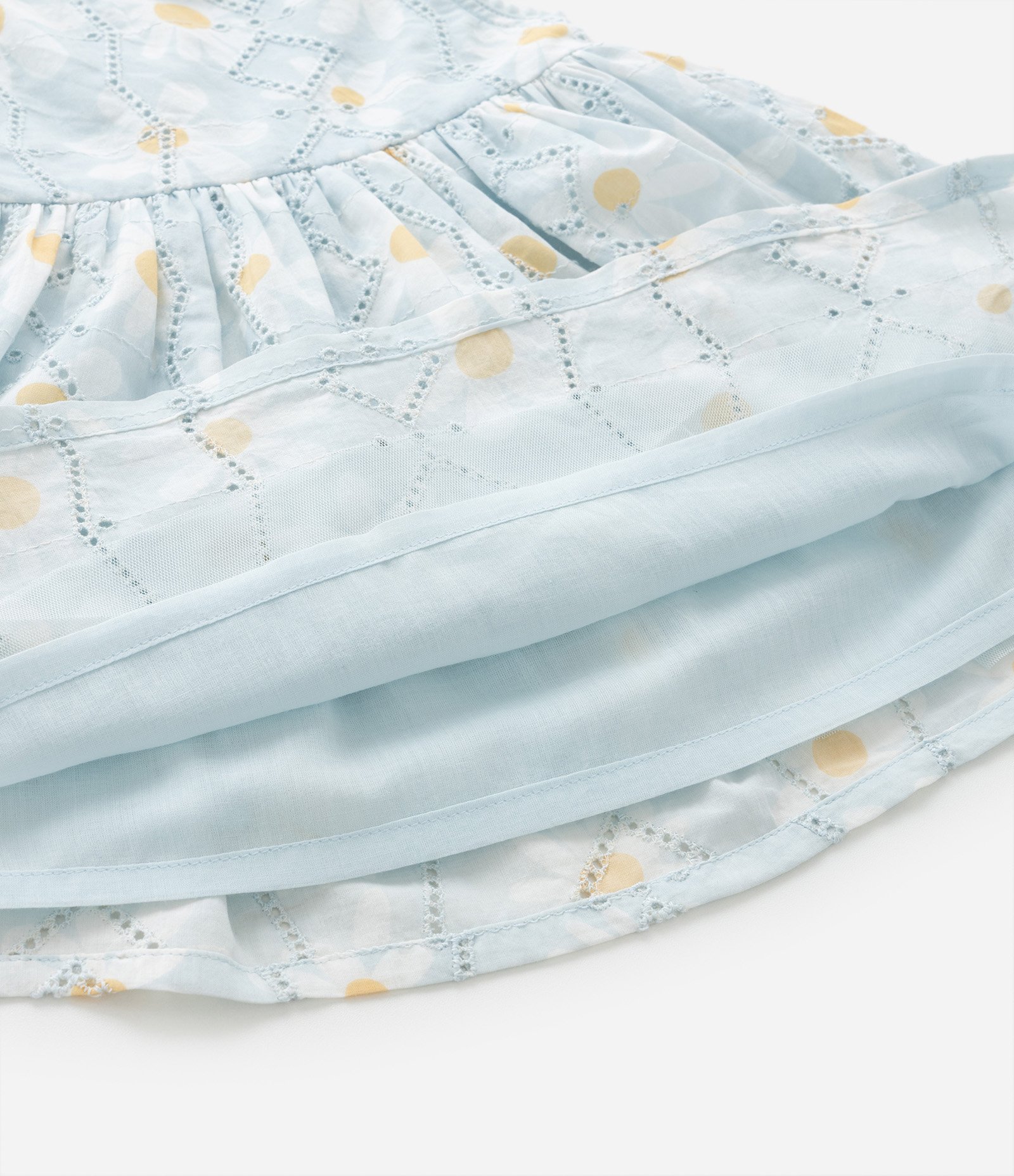 Vestido Infantil em Broderie Estampado de Margaridas com Calcinha - Tam 0 a 18 meses Azul 7