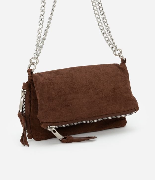 Carteira Envelope Grande em PU com Zíper e Alça de Corrente