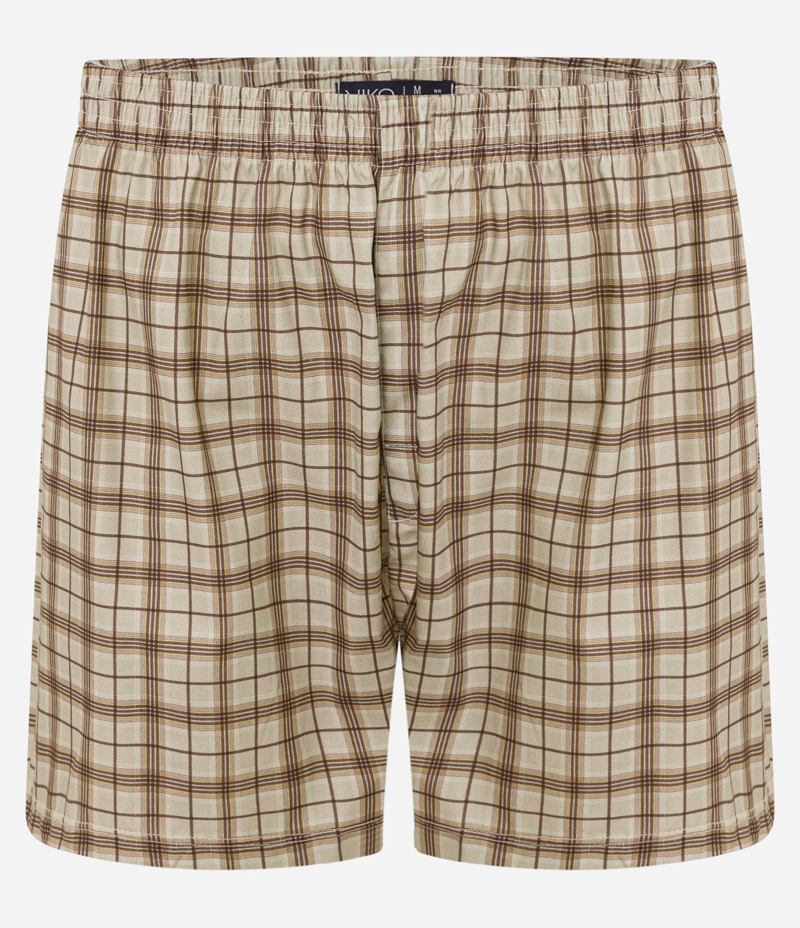 Cueca Samba Canção em Tricoline com Estampa Xadrez Marrom 1