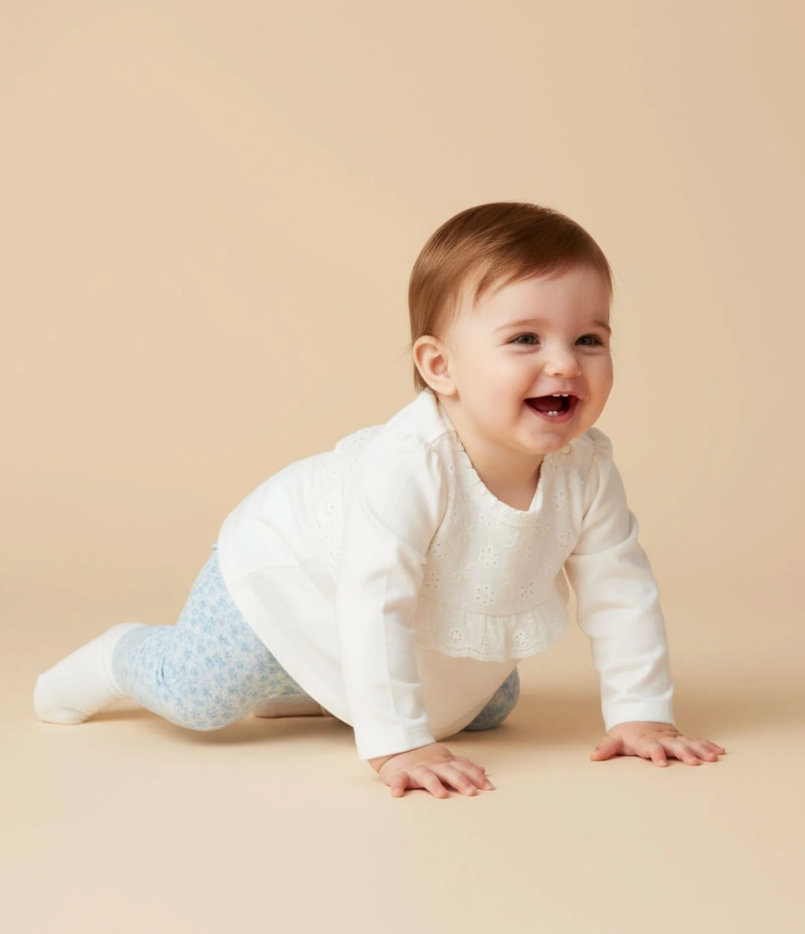 Conjunto Infantil com Babadinho e Textura em Broderie - Tam 0 a 18 meses Branco/Azul 1