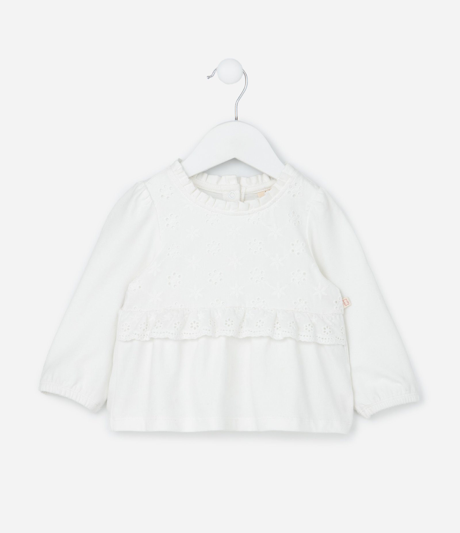 Conjunto Infantil com Babadinho e Textura em Broderie - Tam 0 a 18 meses Branco/Azul 4