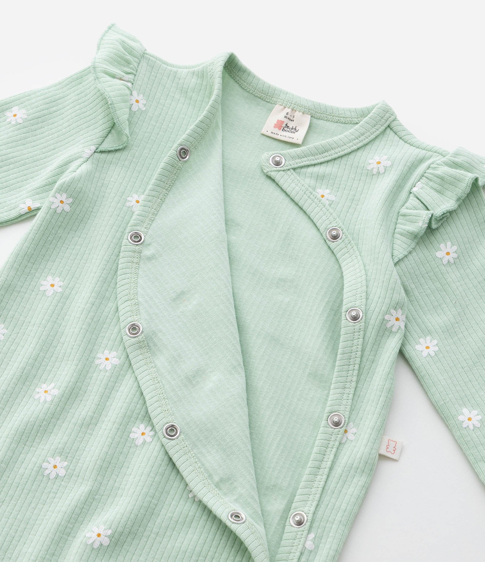 Macacão Infantil Canelado com Babadinhos - Tam RN a 18 meses Verde 9