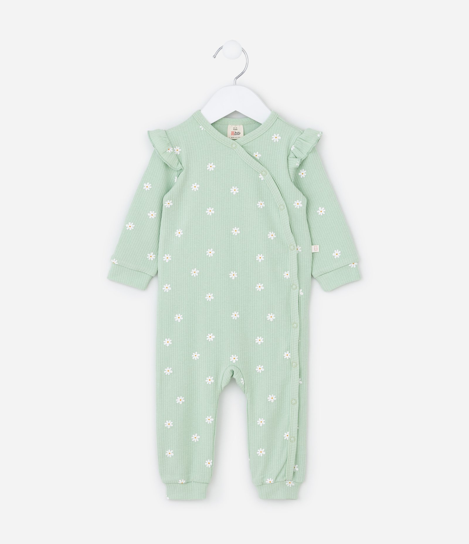 Macacão Infantil Canelado com Babadinhos - Tam RN a 18 meses Verde 2