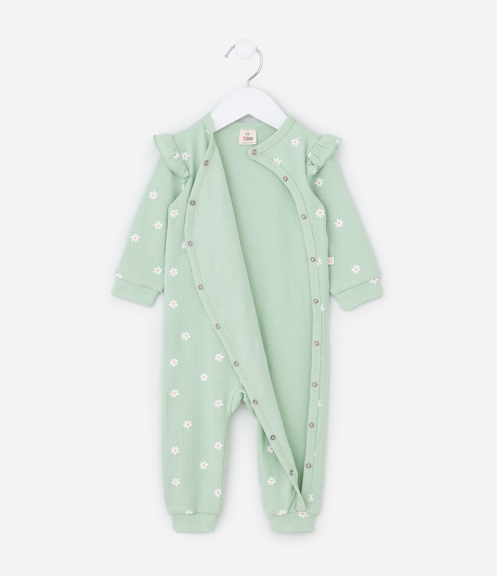 Macacão Infantil Canelado com Babadinhos - Tam RN a 18 meses Verde 3