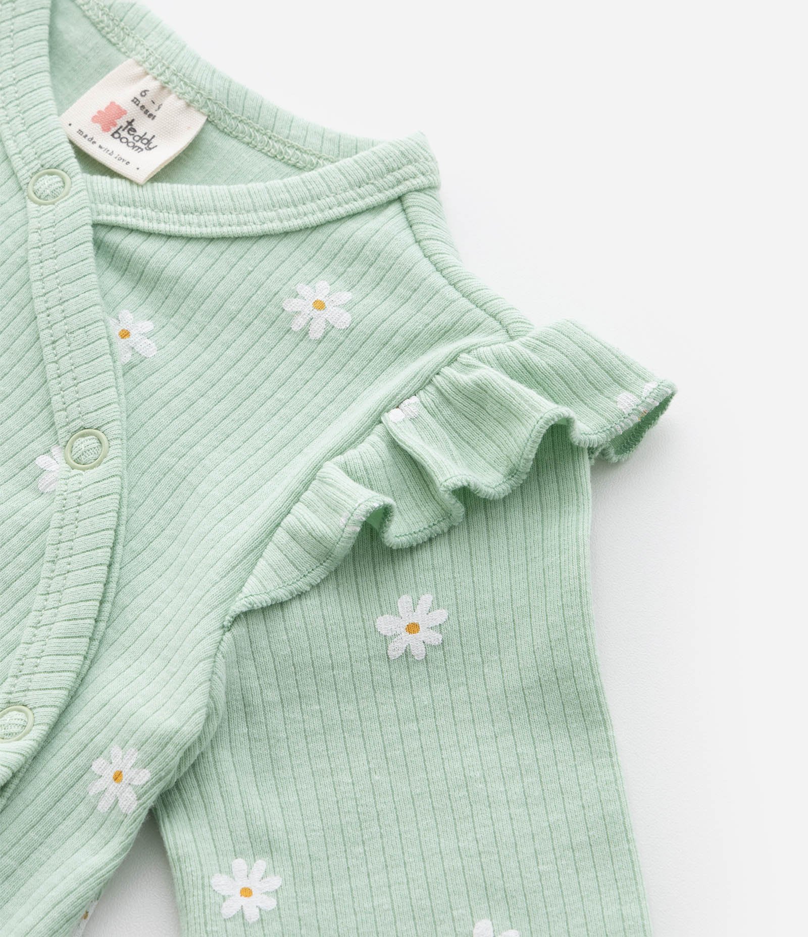 Macacão Infantil Canelado com Babadinhos - Tam RN a 18 meses Verde 6