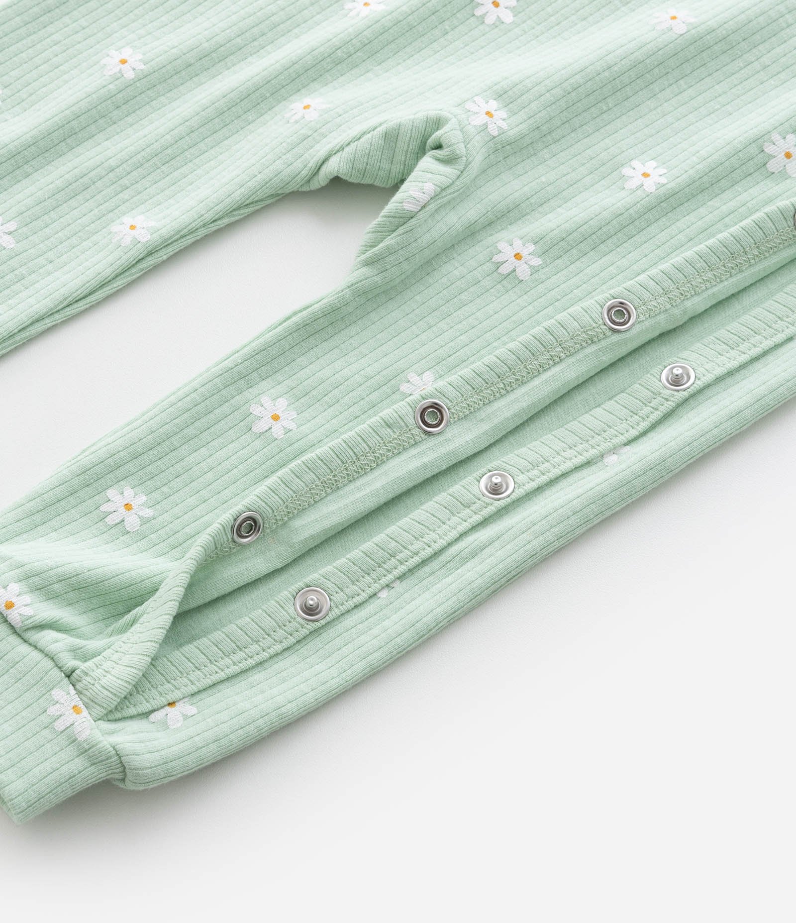 Macacão Infantil Canelado com Babadinhos - Tam RN a 18 meses Verde 7