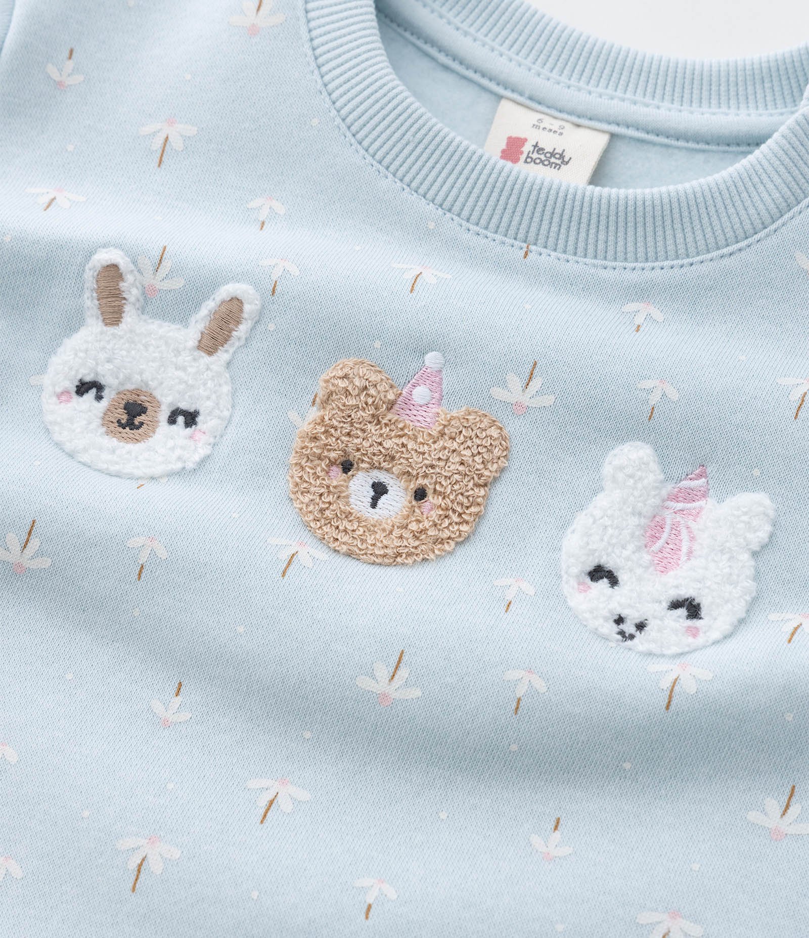 Casaco Fechado Infantil em Moletom com Bordado de Bichinhos  - Tam 0 a 18 Meses Azul 6