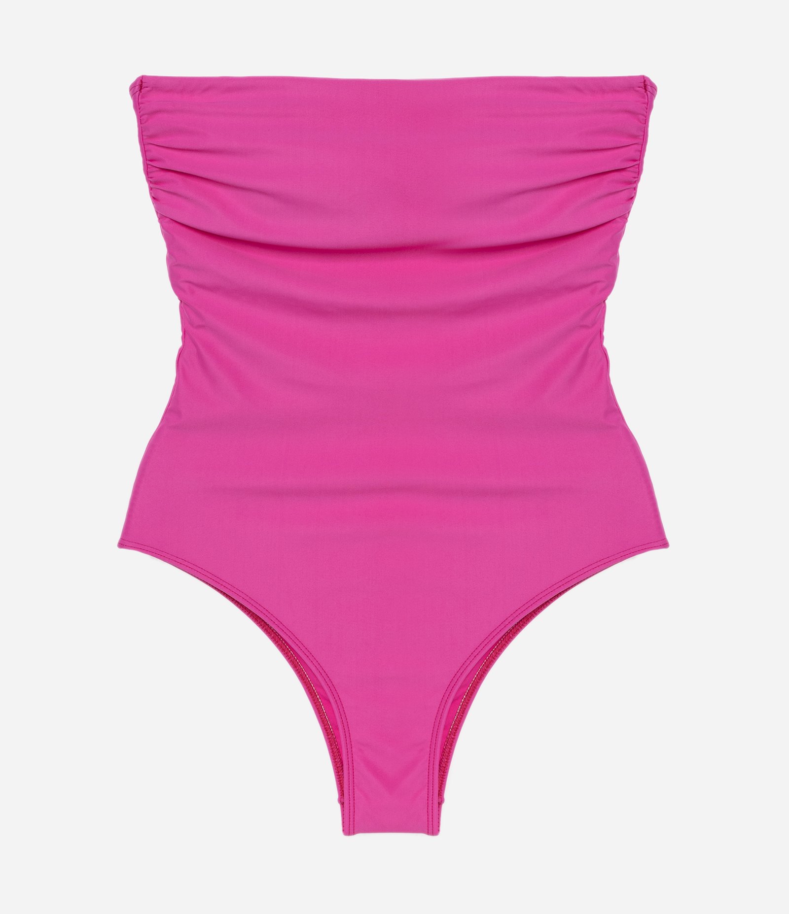 Maiô Sem Alça em Microfibra com Busto Drapeado Pink 4