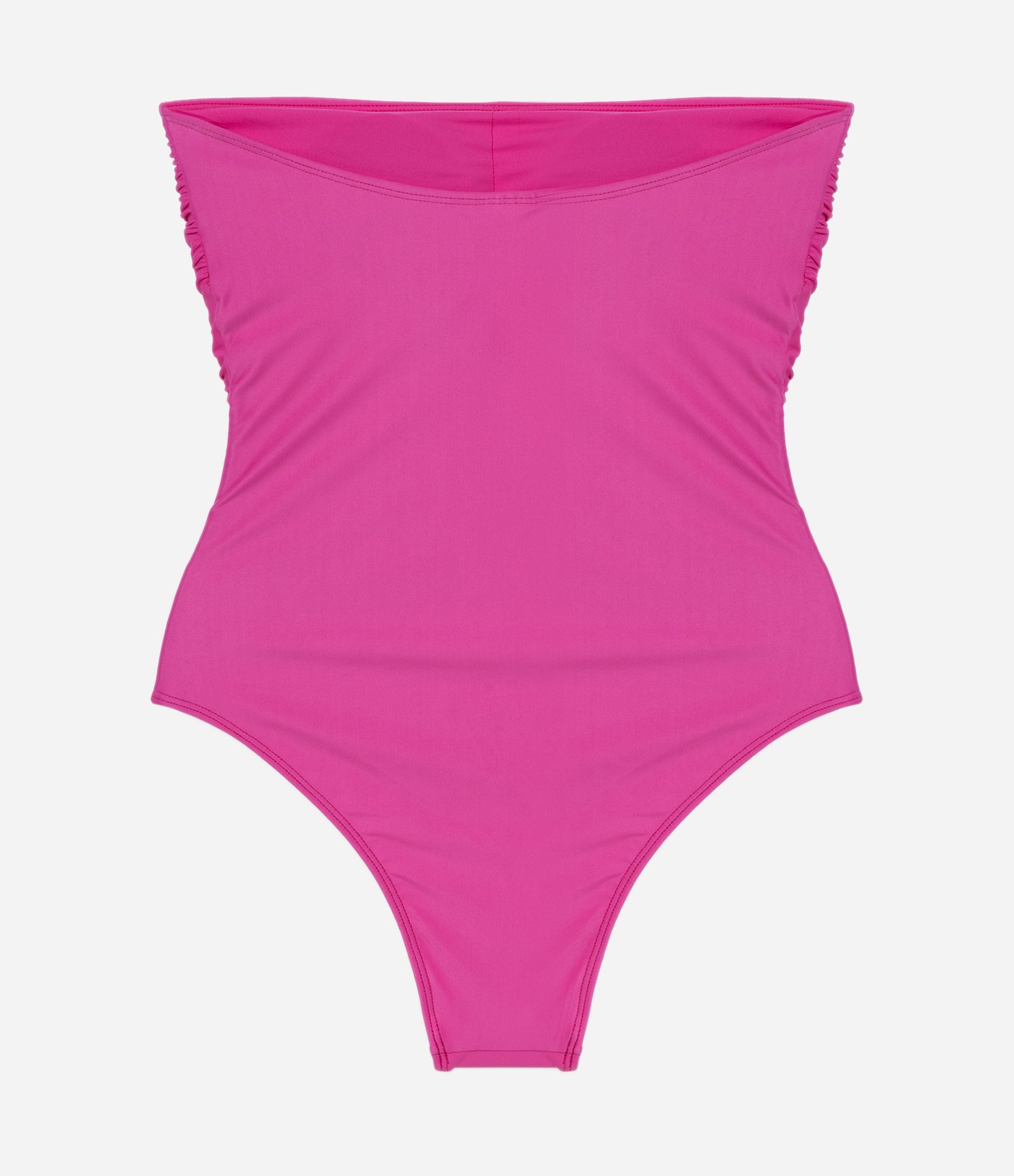 Maiô Sem Alça em Microfibra com Busto Drapeado Pink 5