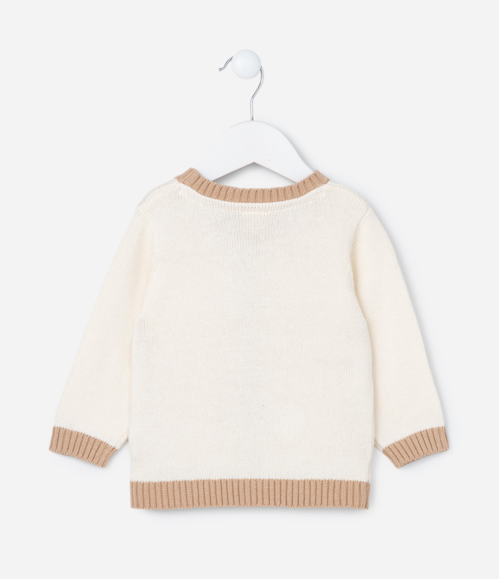 Cardigan Infantil com Bolsos Carinha de Bichinhos - Tam 0 a 18 meses Bege 2