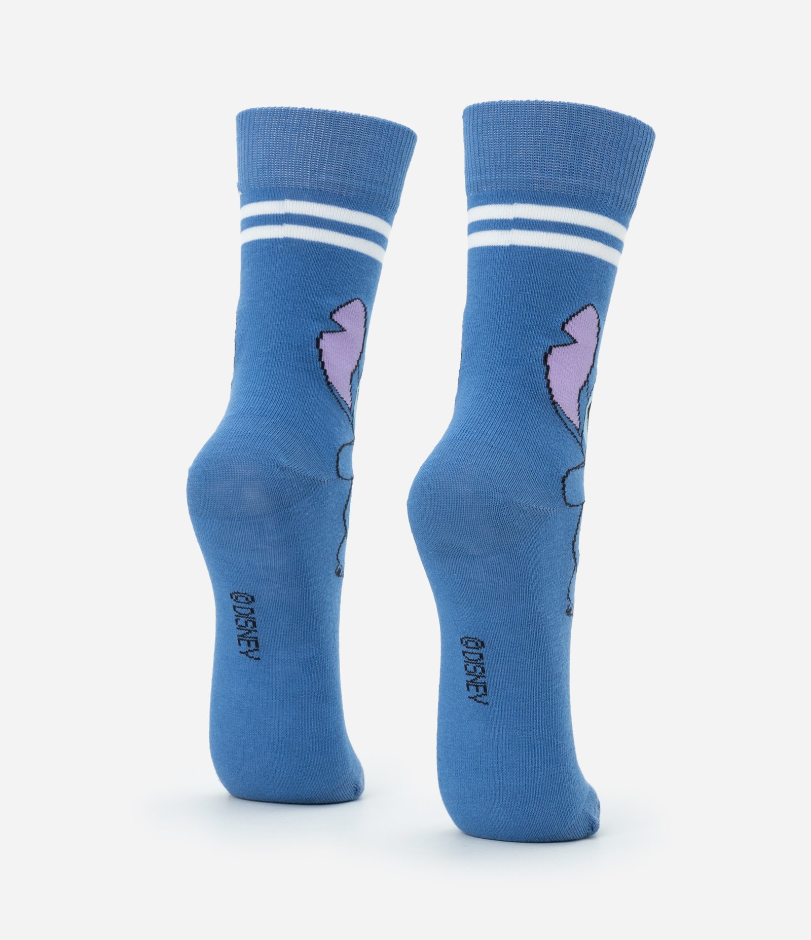 Meia Cano Alto em Algodão com Estampa Stitch Azul 3