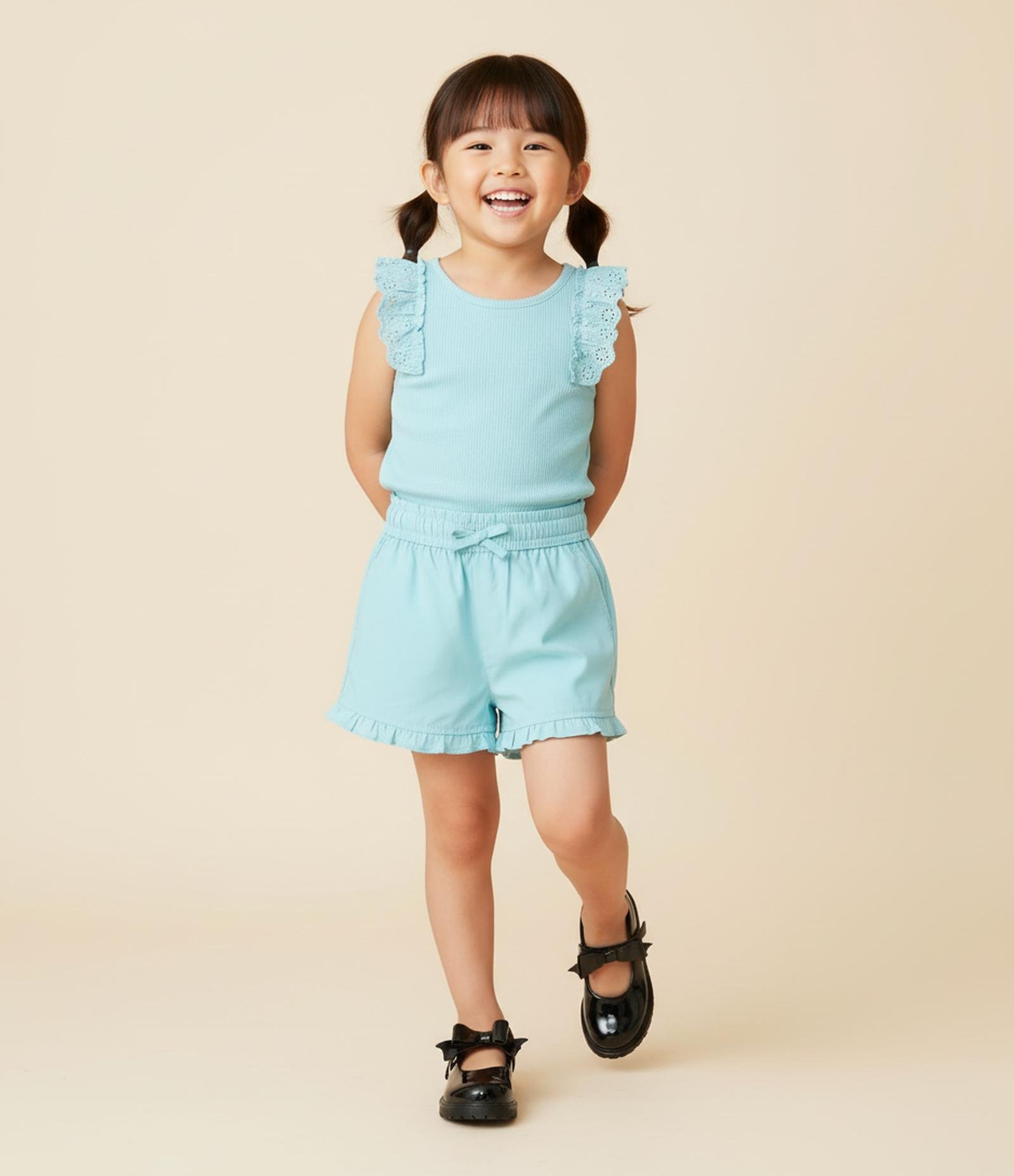 Short Infantil com Babadinhos - Tam 1 a 5 Anos Azul 1