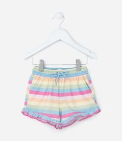 Short Infantil com Babadinho e Estampa Listrada - Tam 1 a 6 Anos