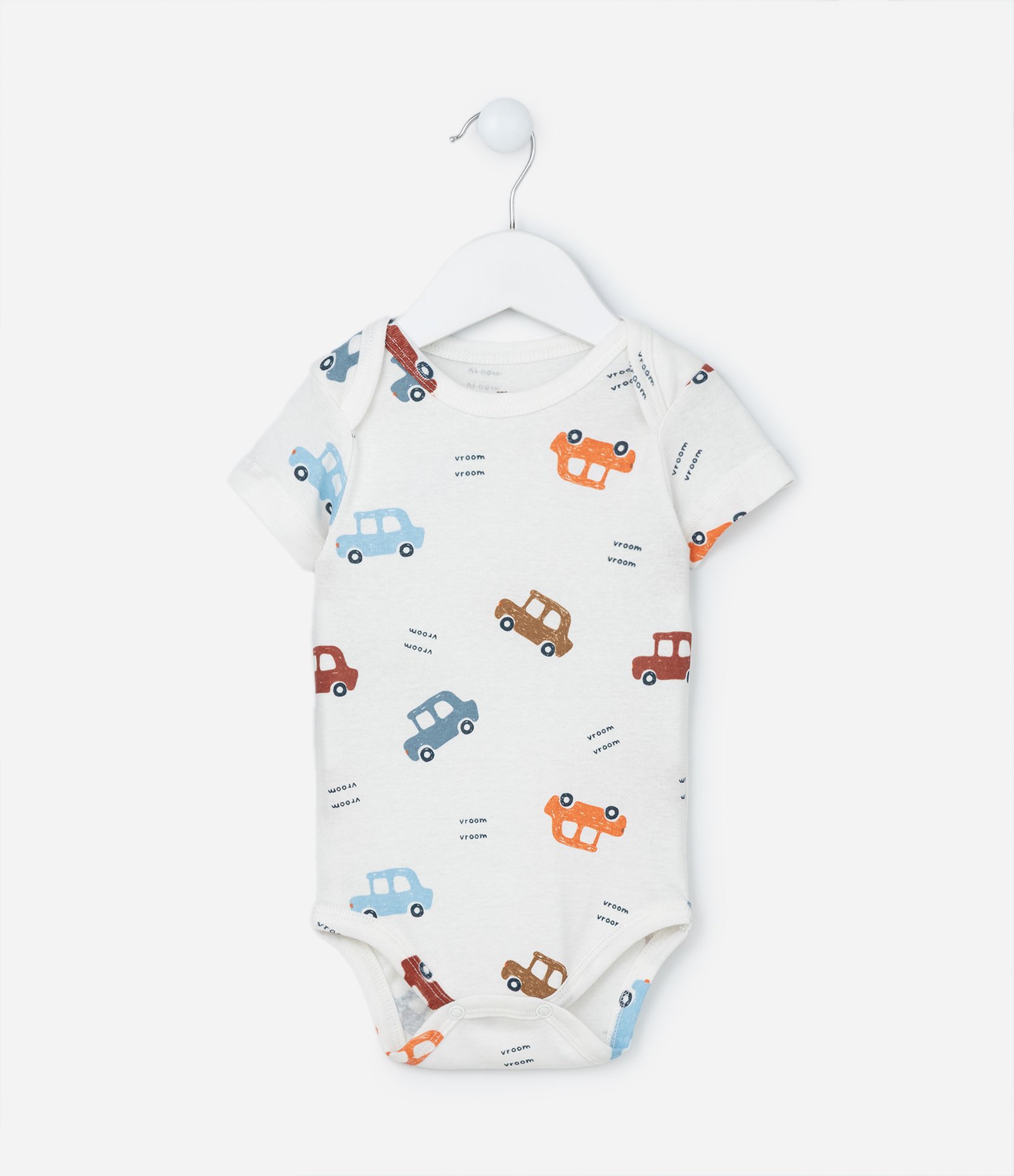 Body Infantil em Algodão com Estampa Carrinhos - Tam RN a 24 meses Branco 2