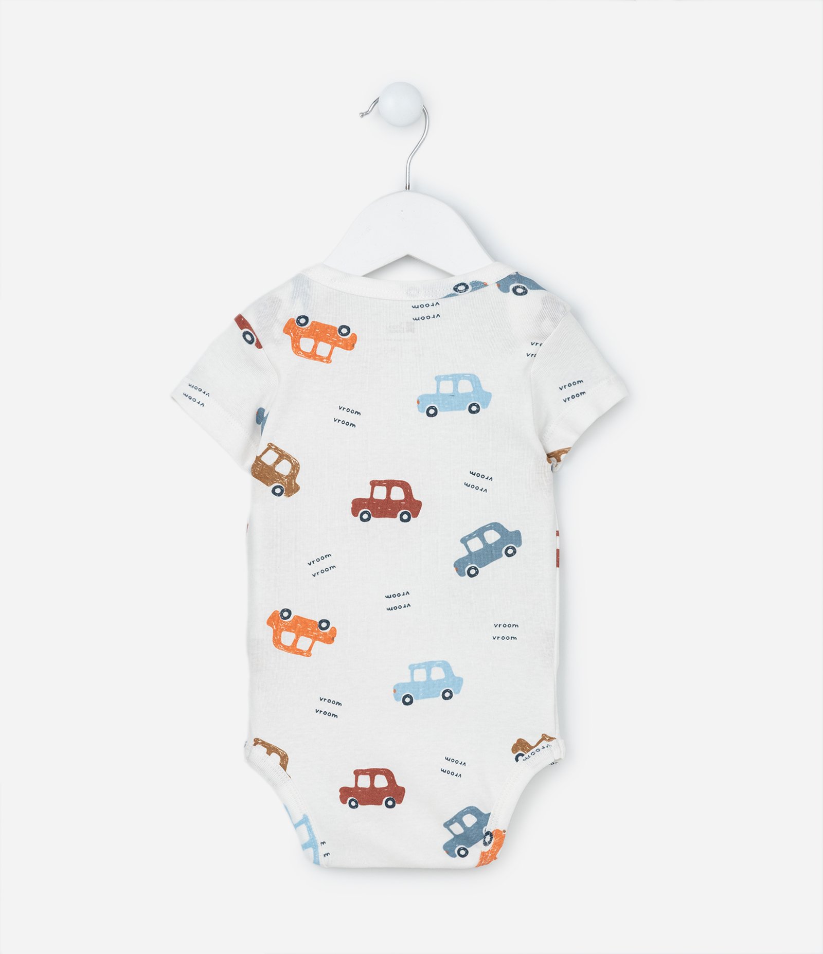 Body Infantil em Algodão com Estampa Carrinhos - Tam RN a 24 meses Branco 3
