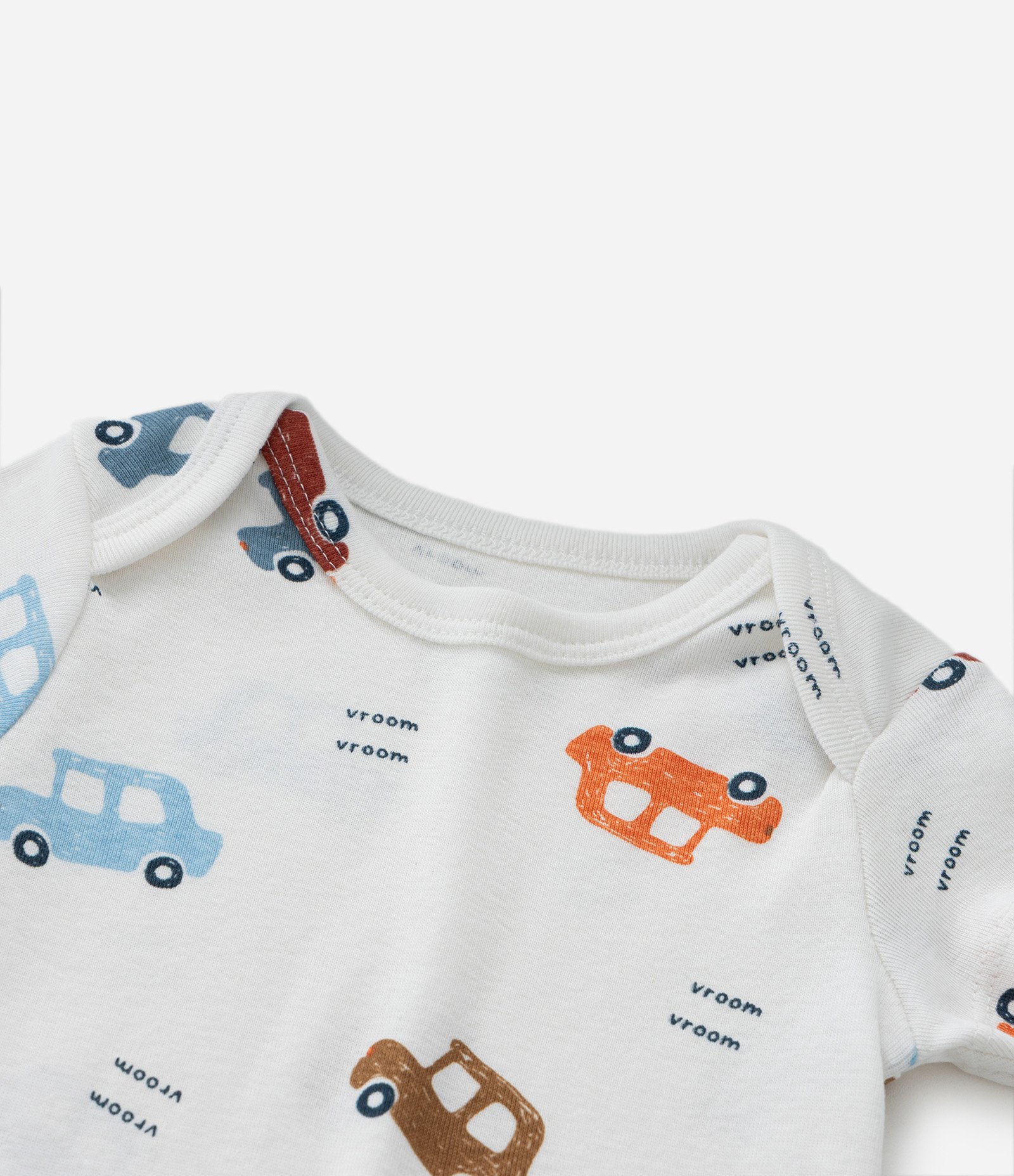 Body Infantil em Algodão com Estampa Carrinhos - Tam RN a 24 meses Branco 7
