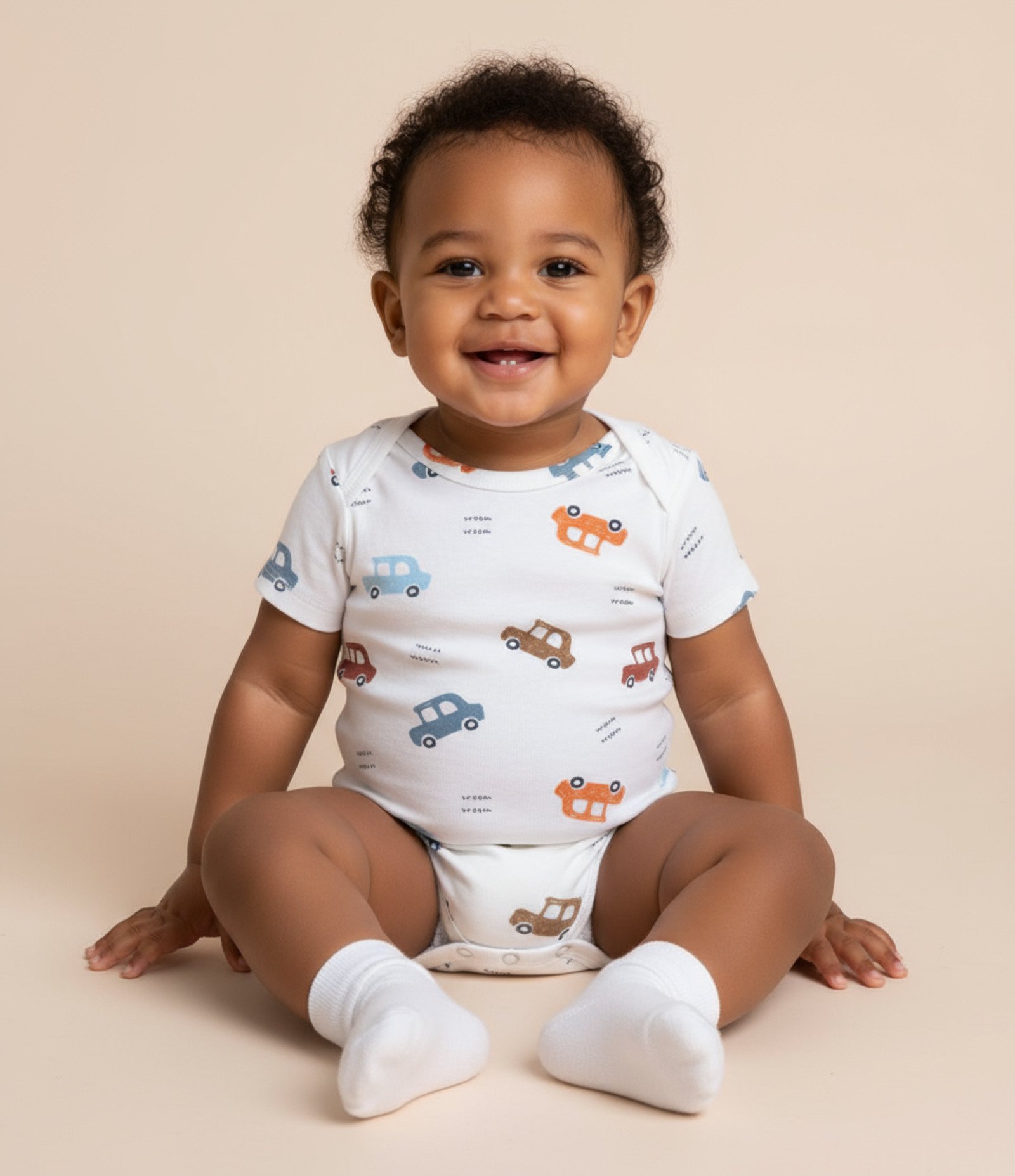 Body Infantil em Algodão com Estampa Carrinhos - Tam RN a 24 meses Branco 1