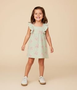 Vestido Infantil Texturizado com Estampa Laços - Tam  1 a 6 Anos