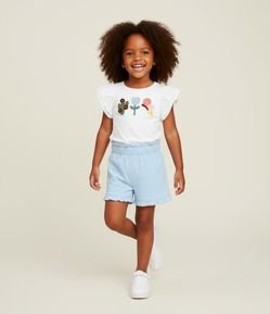 Blusa Infantil com Bordado Efeito Crochê - Tam 1 a 6 Anos