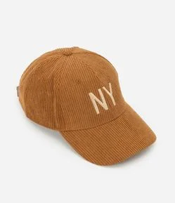 Boné Infantil Aba Curva em Veludo com Bordado NY - Tam Único