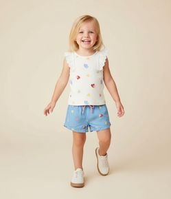 Regata Infantil em Ribana com Babados Broderie - Tam 1 a 6 Anos