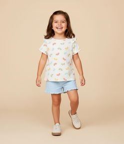 Blusa Infantil com Babadinho e Estampa Borboletas - Tam 1 a 6 Anos