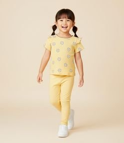 Blusa Infantil com Babadinho e Estampa Flores - Tam 1 a 6 Anos