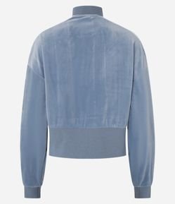 Suéter em Moletom Felpudo com Zíper na Gola