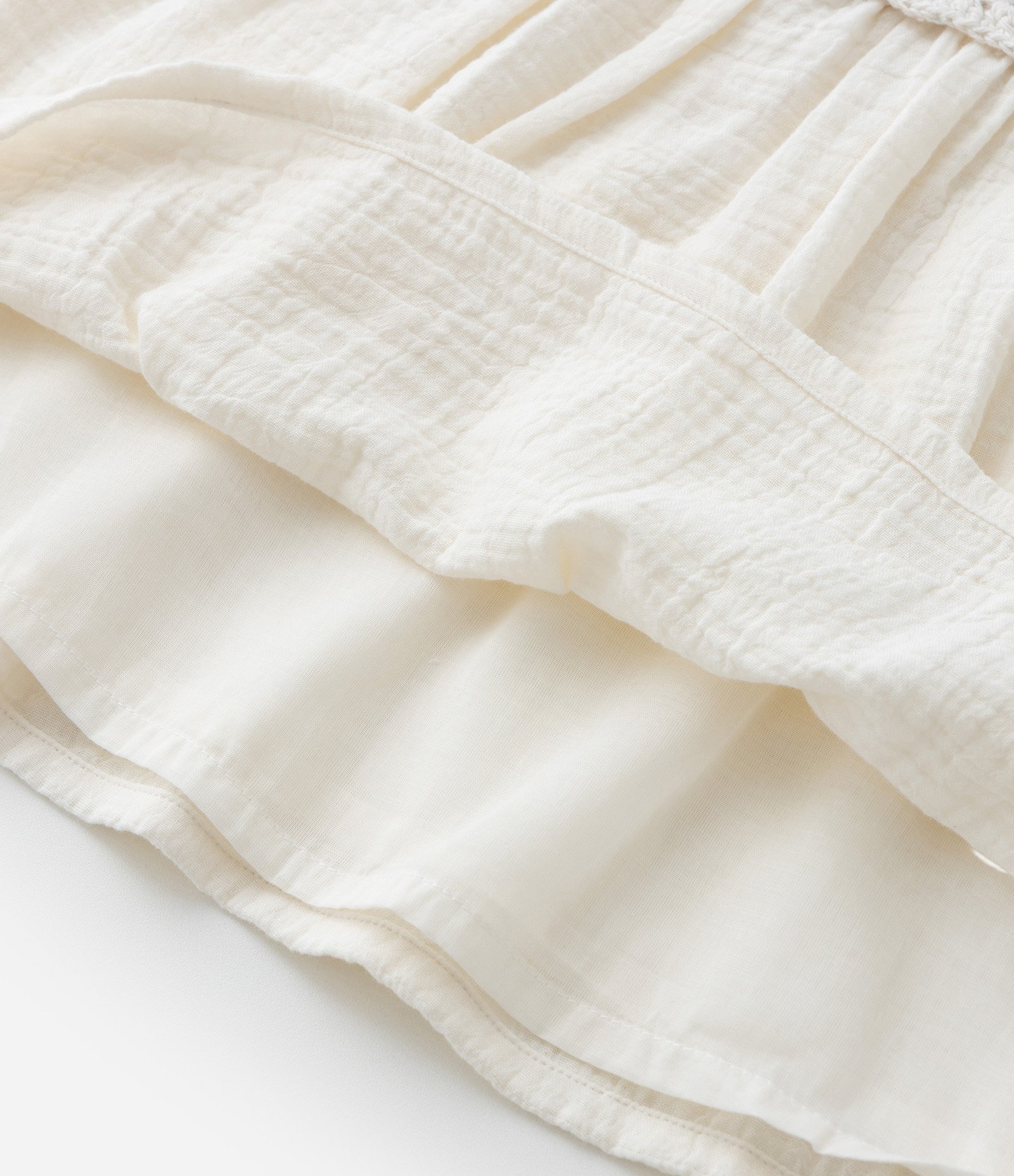 Vestido Infantil com Busto de Efeito Crochê - Tam 1 a 6 Anos Bege 6