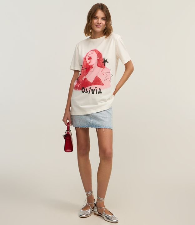 Camiseta T-shirt em Algodão com Estampa Olivia Rodrigo