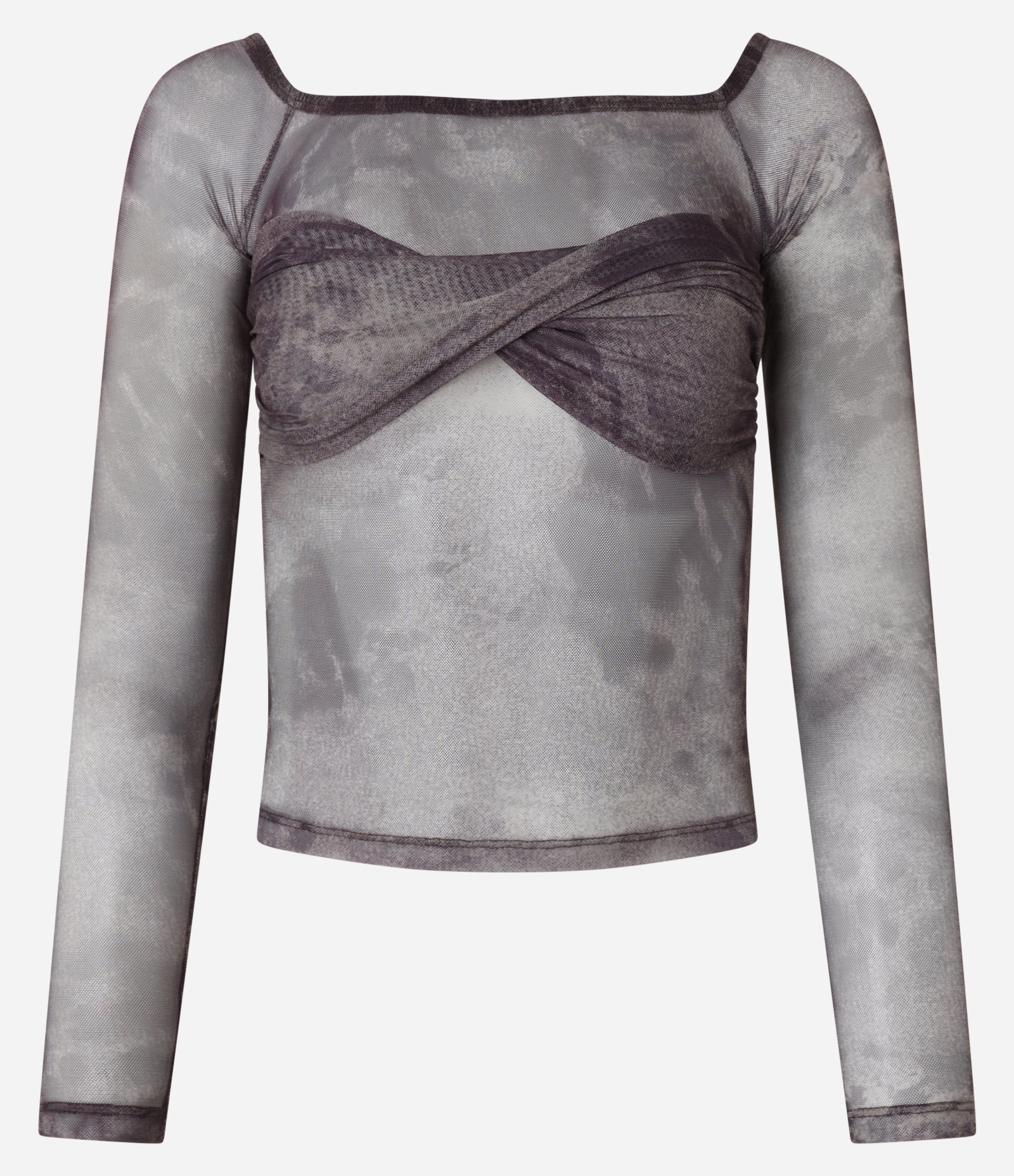 Blusa em Tule Animal Print e Detalhe Torcido Marrom 5